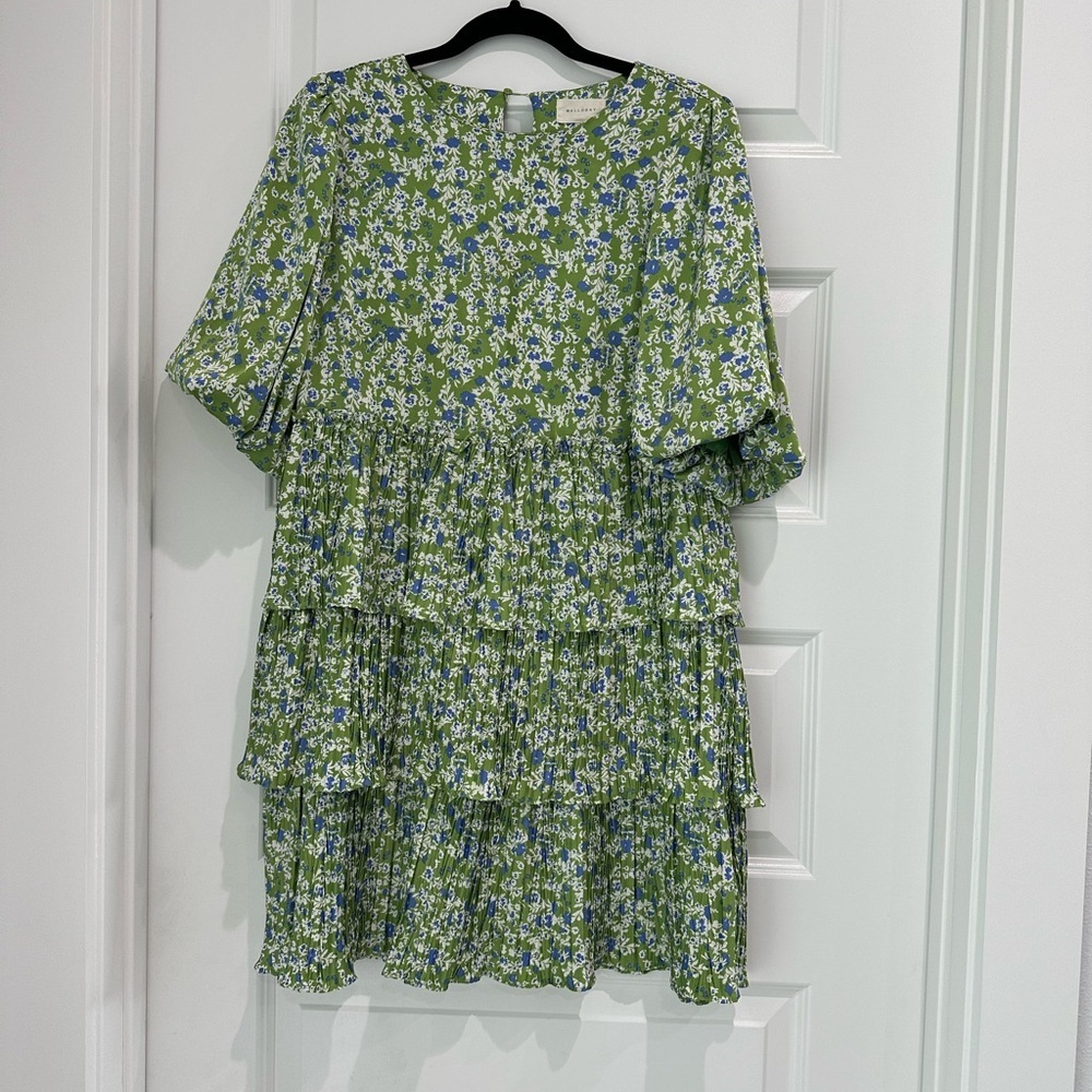 Floral Green Tiered Dress